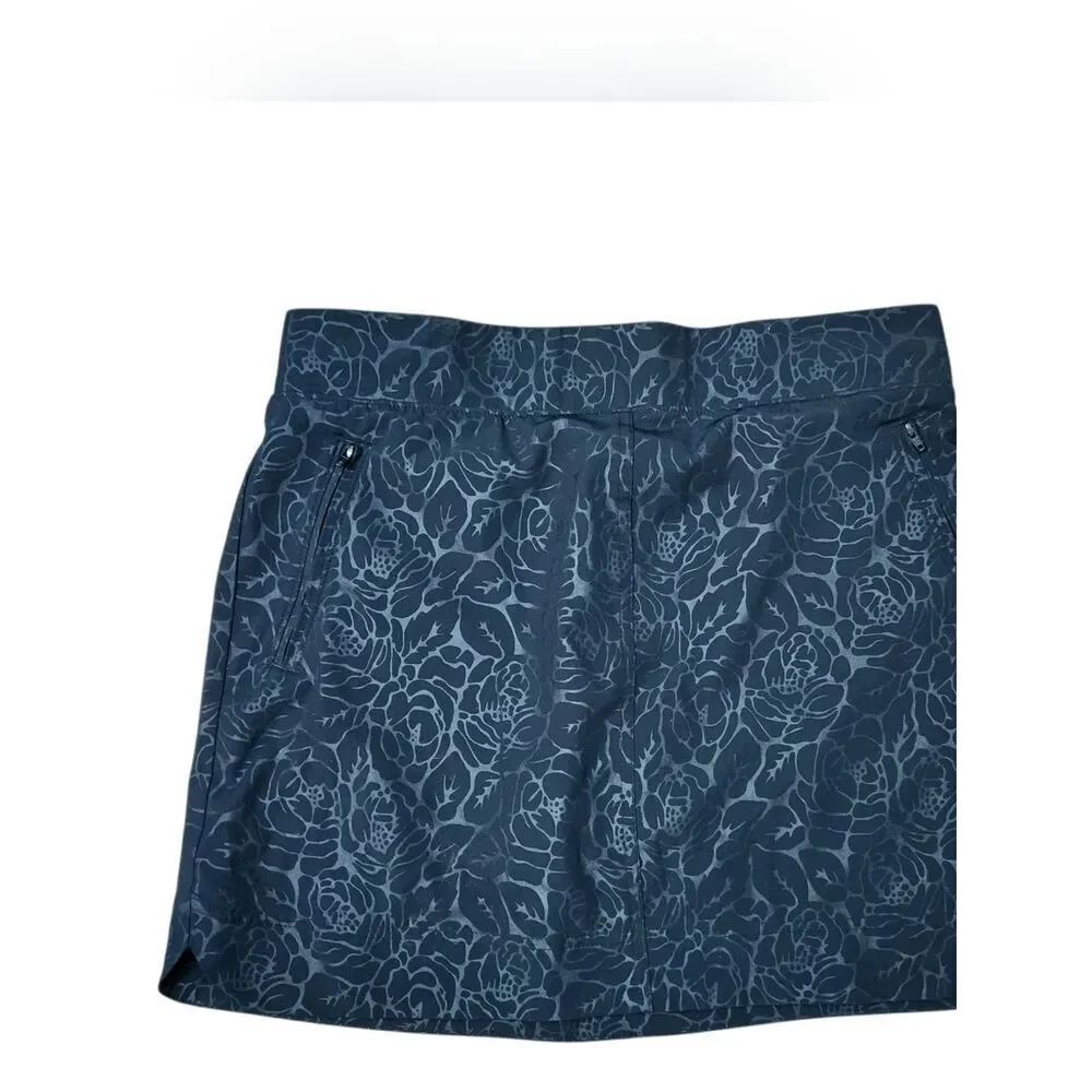 Orvis Mini Skirt Skort Black Floral Womens Med Short Tennis Golf Stretch Waist